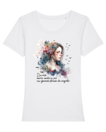 pentru femei moderne - Du-mă acolo unde-n cer nu zboară stoluri de regrete Tricou mânecă scurtă guler larg fitted Damă Expresser