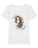 pentru femei moderne - O pată de culoare aș vrea să fiu Tricou mânecă scurtă guler larg fitted Damă Expresser