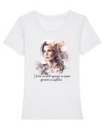 pentru femei moderne - Unde nu poți ajunge cu pașii Tricou mânecă scurtă guler larg fitted Damă Expresser