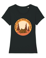 Keep Calm and Camp On Tricou mânecă scurtă guler larg fitted Damă Expresser