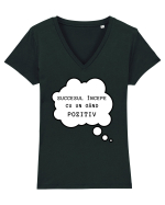 SUCCESUL ÎNCEPE CU ÎN GÂND POZITIV Tricou mânecă scurtă guler V Damă Evoker