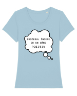 SUCCESUL ÎNCEPE CU ÎN GÂND POZITIV Tricou mânecă scurtă guler larg fitted Damă Expresser