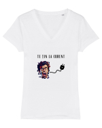 TE ȚIN LA CURENT V1 Tricou mânecă scurtă guler V Damă Evoker