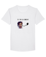 TE ȚIN LA CURENT V1 Tricou mânecă scurtă guler larg Bărbat Skater