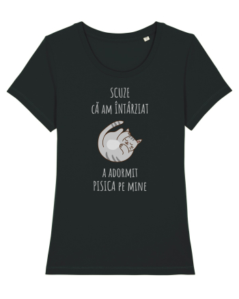 Pisica Adormita cu Citat Black