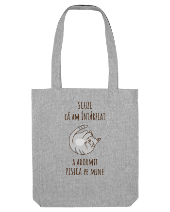 Pisica Adormita cu Citat Heather Grey