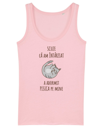 Pisica Adormita cu Citat Cotton Pink
