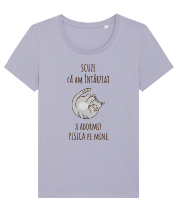 Pisica Adormita cu Citat Lavender