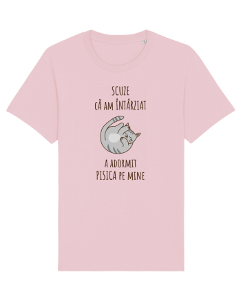 Pisica Adormita cu Citat Cotton Pink