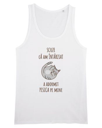 Pisica Adormita cu Citat White