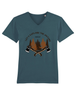 Let's Explore the Nature - Bushcraft Tricou mânecă scurtă guler V Bărbat Presenter