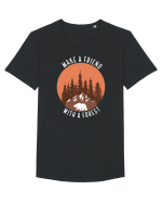 Make a Friend with a Forest Tricou mânecă scurtă guler larg Bărbat Skater