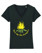 Turn Up the Campfire Tricou mânecă scurtă guler V Damă Evoker