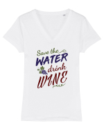 Drink Wine Tricou mânecă scurtă guler V Damă Evoker