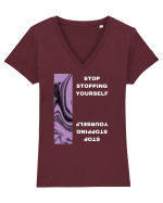 Stop Stopping Yourself2 Tricou mânecă scurtă guler V Damă Evoker