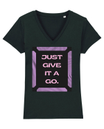 Just Give It A Go2 Tricou mânecă scurtă guler V Damă Evoker