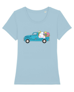 Happy Easter Truck Tricou mânecă scurtă guler larg fitted Damă Expresser