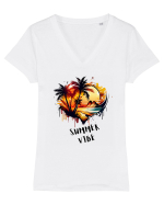 SUMMER VIBE - V2 Tricou mânecă scurtă guler V Damă Evoker