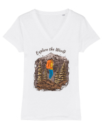 Explore the World Tricou mânecă scurtă guler V Damă Evoker