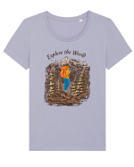 Explore the World Tricou mânecă scurtă guler larg fitted Damă Expresser