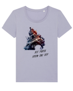 SEE PARIS FROM THE TOP Tricou mânecă scurtă guler larg fitted Damă Expresser