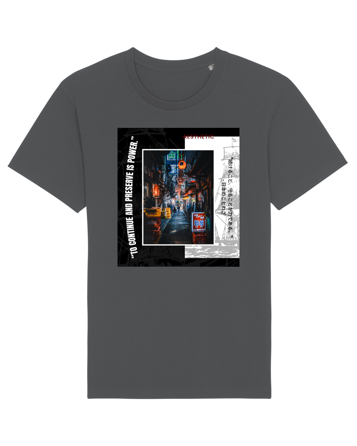 Tricou mânecă scurtă Unisex Rocker Anthracite