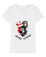 BEAUTY - FASHION - V1 Tricou mânecă scurtă guler V Damă Evoker