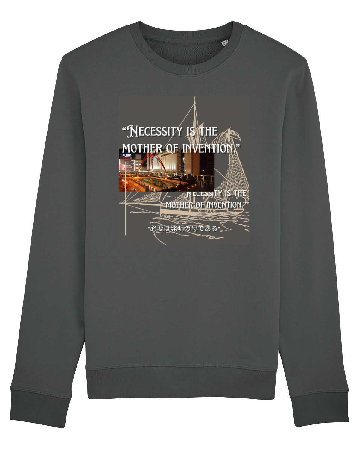 Bluză mânecă lungă Unisex Rise Anthracite