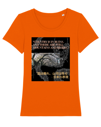 Country Is In Ruins And There Are Still Mountains And Rivers Bright Orange