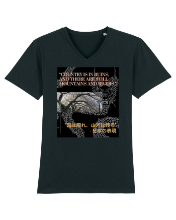 Country Is In Ruins And There Are Still Mountains And Rivers Black