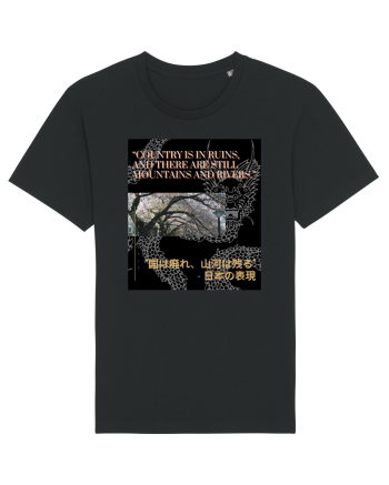 Country Is In Ruins And There Are Still Mountains And Rivers Black