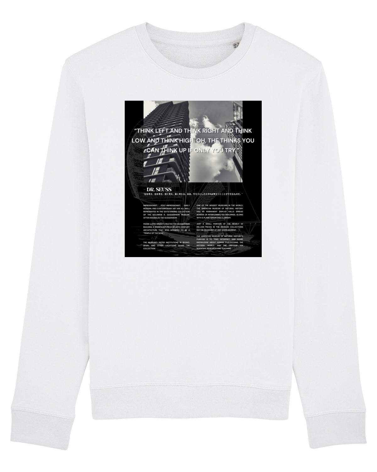 Bluză mânecă lungă Unisex Rise White