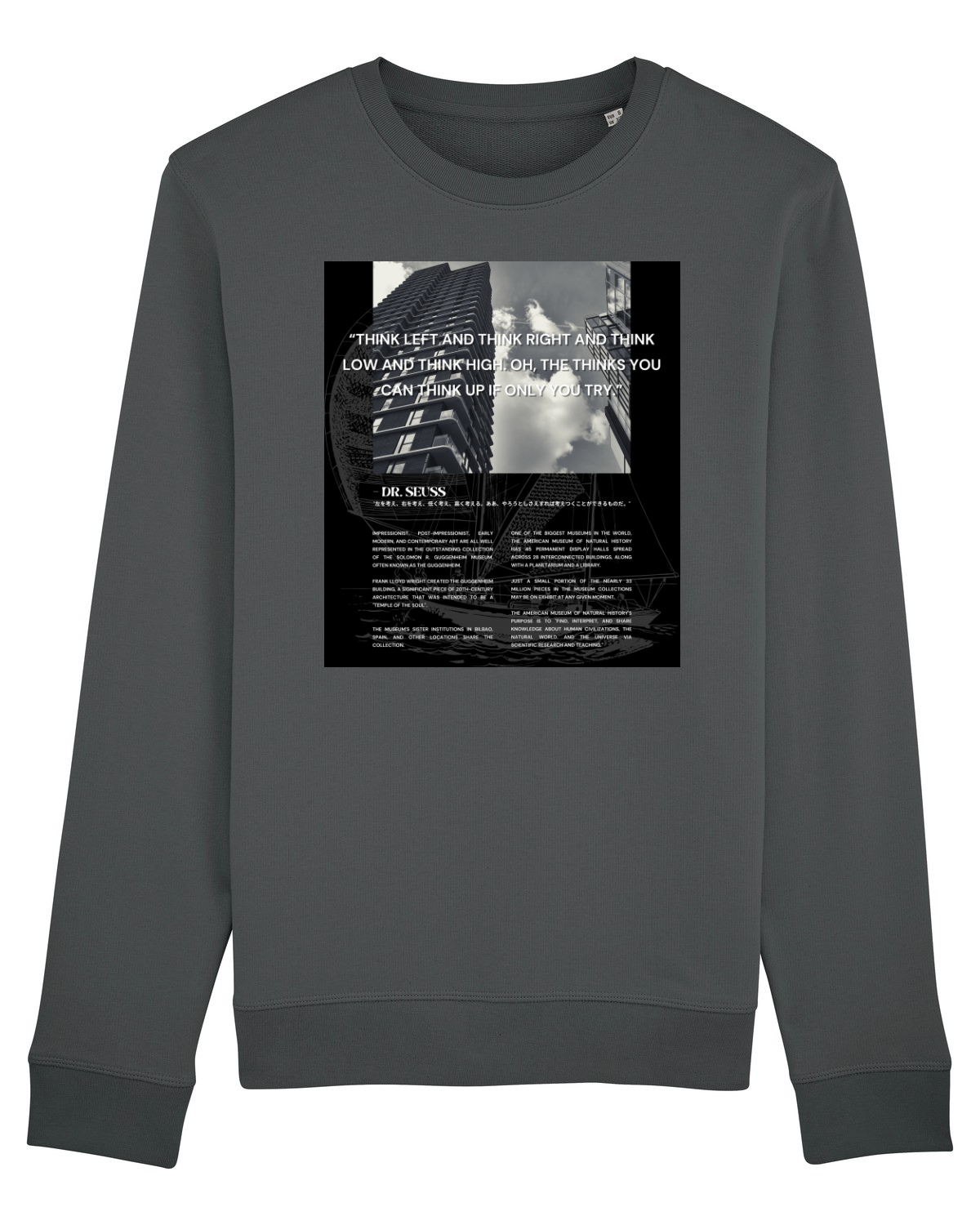 Bluză mânecă lungă Unisex Rise Anthracite