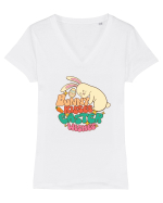 de Paște - Bunny kisses easter wishes Tricou mânecă scurtă guler V Damă Evoker