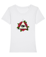 Rose Eye Tricou mânecă scurtă guler larg fitted Damă Expresser