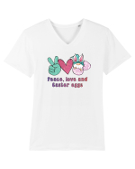de Paște - Peace love and easter eggs Tricou mânecă scurtă guler V Bărbat Presenter