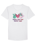 de Paște - Peace love and easter eggs Tricou mânecă scurtă guler larg Bărbat Skater