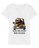 SLOW AND STEADY - V1 Tricou mânecă scurtă guler V Damă Evoker