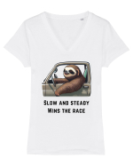 SLOW AND STEADY - V2 Tricou mânecă scurtă guler V Damă Evoker