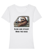 SLOW AND STEADY - V2 Tricou mânecă scurtă guler larg fitted Damă Expresser