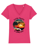 LET THE SUNSET BE YOUR GUIDE - V2 Tricou mânecă scurtă guler V Damă Evoker