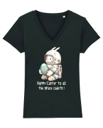 Space Easter - Hoppy Easter to all the space cadets Tricou mânecă scurtă guler V Damă Evoker