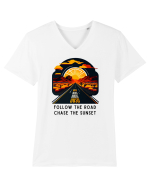 FOLLOW THE ROAD - V1 Tricou mânecă scurtă guler V Bărbat Presenter