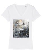 COURAGE Tricou mânecă scurtă guler V Damă Evoker