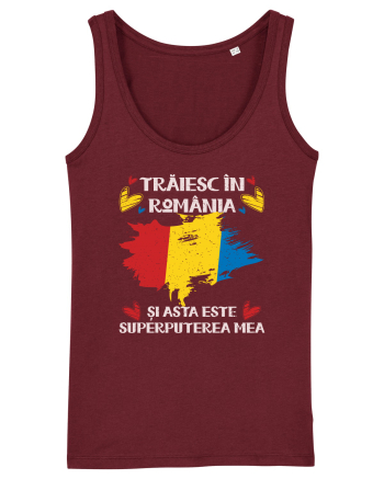 Trăiesc în România - v2 - grunge Burgundy