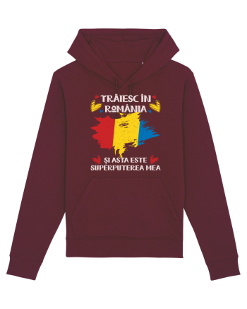 Trăiesc în România - v2 - grunge Burgundy