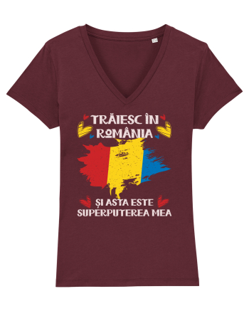 Trăiesc în România - v2 - grunge Burgundy