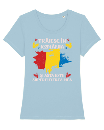 Trăiesc în România - v2 - grunge Sky Blue