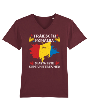 Trăiesc în România - v2 - grunge Burgundy