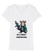 ALL ABOUT CYBERPUNK - V1 Tricou mânecă scurtă guler V Damă Evoker